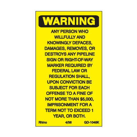 Decals - Warning Vandalism (2-7/8" x 4"), Yellow